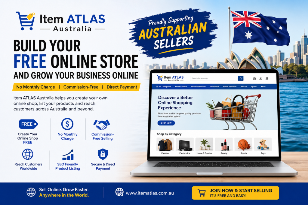 Item ATLAS Australia free online store banner for Australian sellers and small businesses