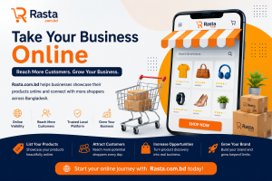 Rasta.com.bd online marketplace banner helping businesses showcase products and reach more customers in Bangladesh