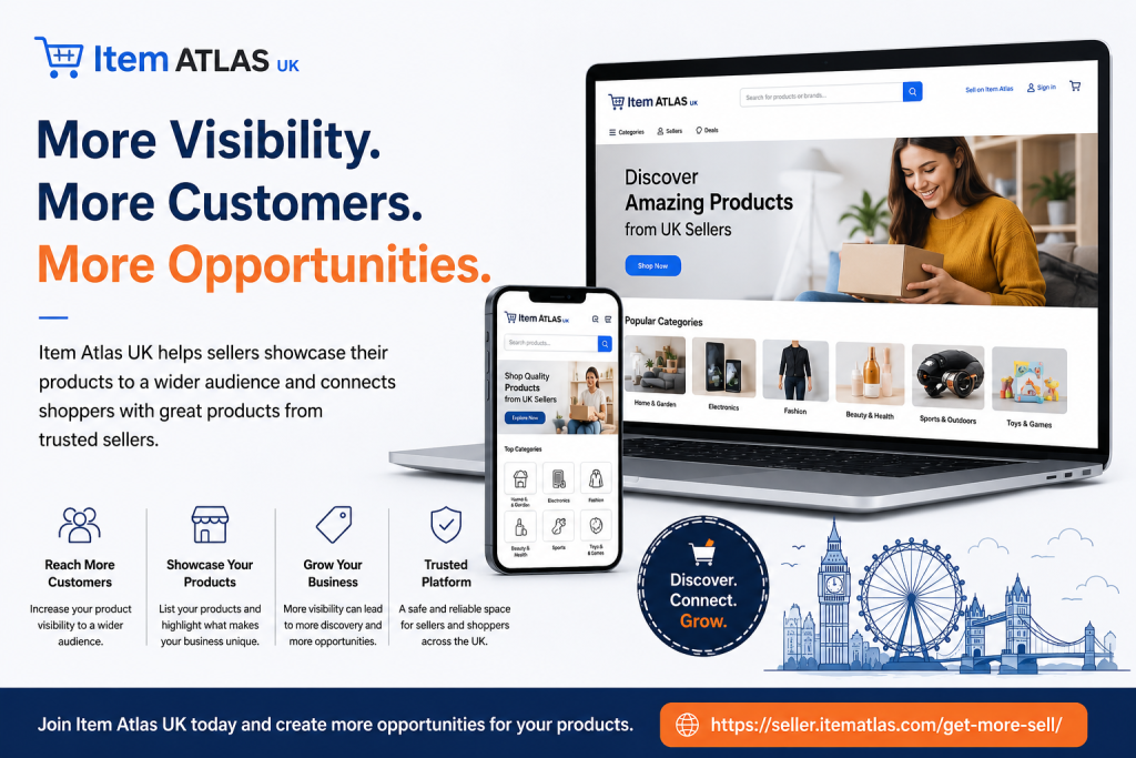 Item Atlas UK online marketplace helping sellers showcase products and reach more customers
